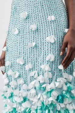 Karen Millen Crystal Applique Deep V Woven Maxi Dress -Karen Millen shop blue crystal applique deep v woven maxi dress 2