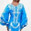 Karen Millen Cutwork Beaded Drama Sleeve Woven Dress -Karen Millen shop blue cutwork beaded drama sleeve woven dress