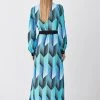 Karen Millen Geo Print Woven Wrap Midi Dress -Karen Millen shop blue geo print woven wrap midi dress