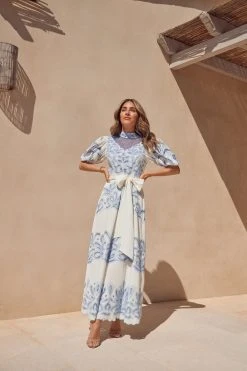 Karen Millen Lydia Millen Cutwork Twill Woven Maxi Dress 10 Karen Millen Lydia Millen Cutwork Twill Woven Maxi Dress -Karen Millen shop blue lydia millen cutwork twill woven maxi dress 2