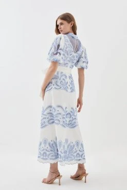 Karen Millen Lydia Millen Cutwork Twill Woven Maxi Dress 12 Karen Millen Lydia Millen Cutwork Twill Woven Maxi Dress -Karen Millen shop blue lydia millen cutwork twill woven maxi dress 4