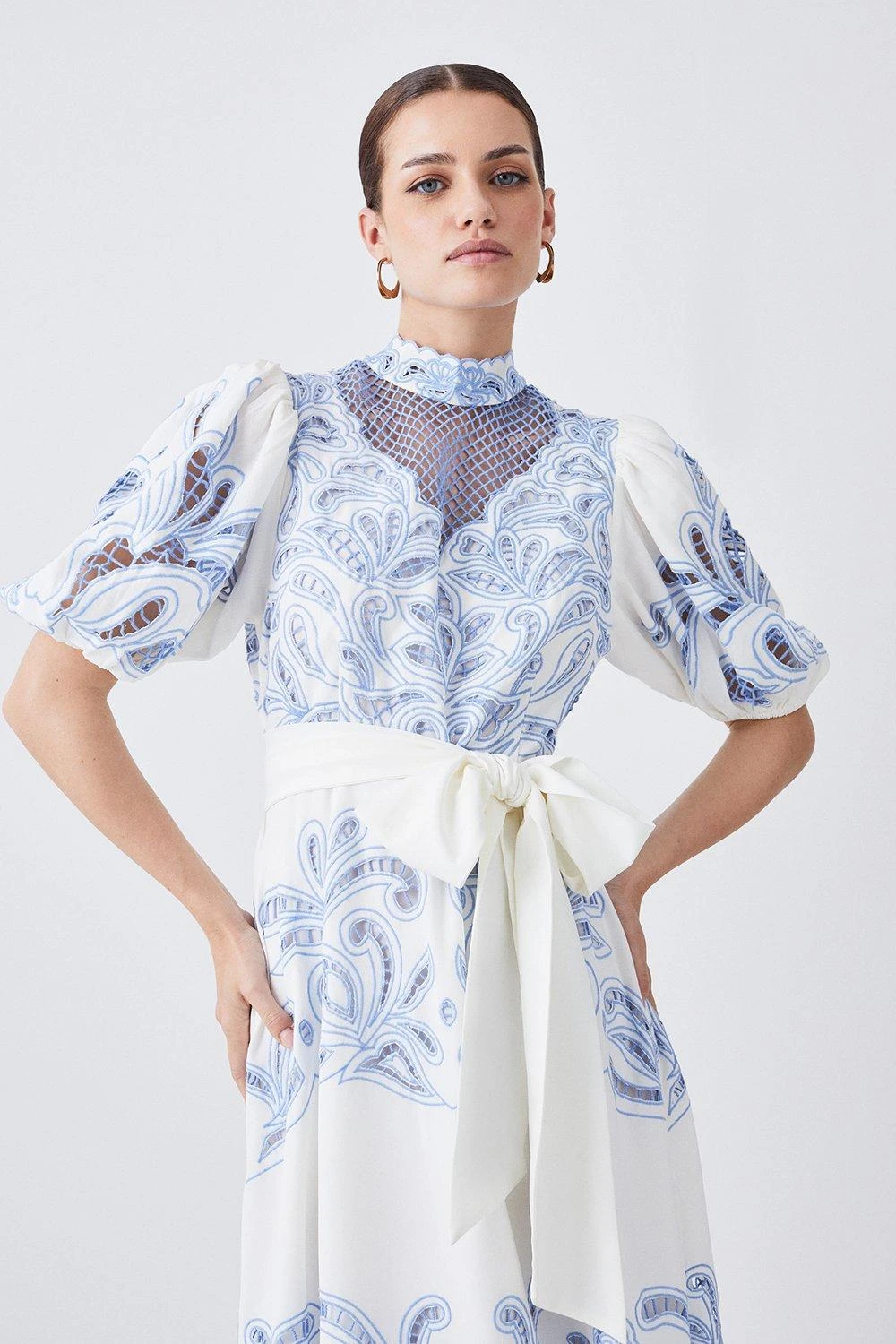 Karen Millen Lydia Millen Petite Cutwork Twill Woven Maxi Dress 5 Karen Millen Lydia Millen Petite Cutwork Twill Woven Maxi Dress - Image 3