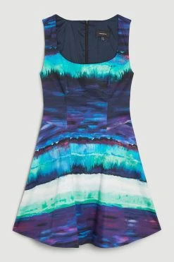 Karen Millen Painterly Stripe Full Skirted Mini Dress