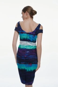 Karen Millen Painterly Stripe Strap Detail Pencil Midi Dress