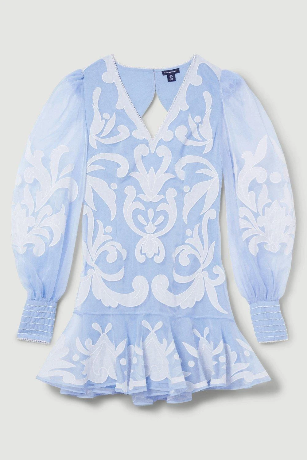 Karen Millen Petite Applique Organdie Buttoned Woven Mini Dress 5 Karen Millen Petite Applique Organdie Buttoned Woven Mini Dress - Image 3