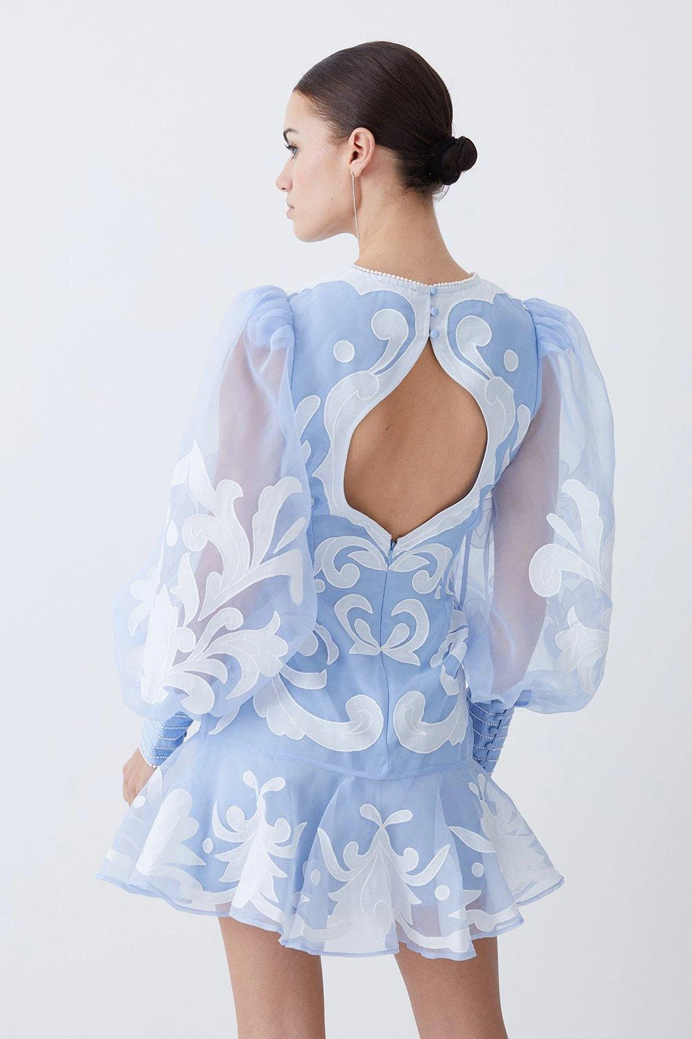 Karen Millen Petite Applique Organdie Buttoned Woven Mini Dress 7 Karen Millen Petite Applique Organdie Buttoned Woven Mini Dress - Image 5