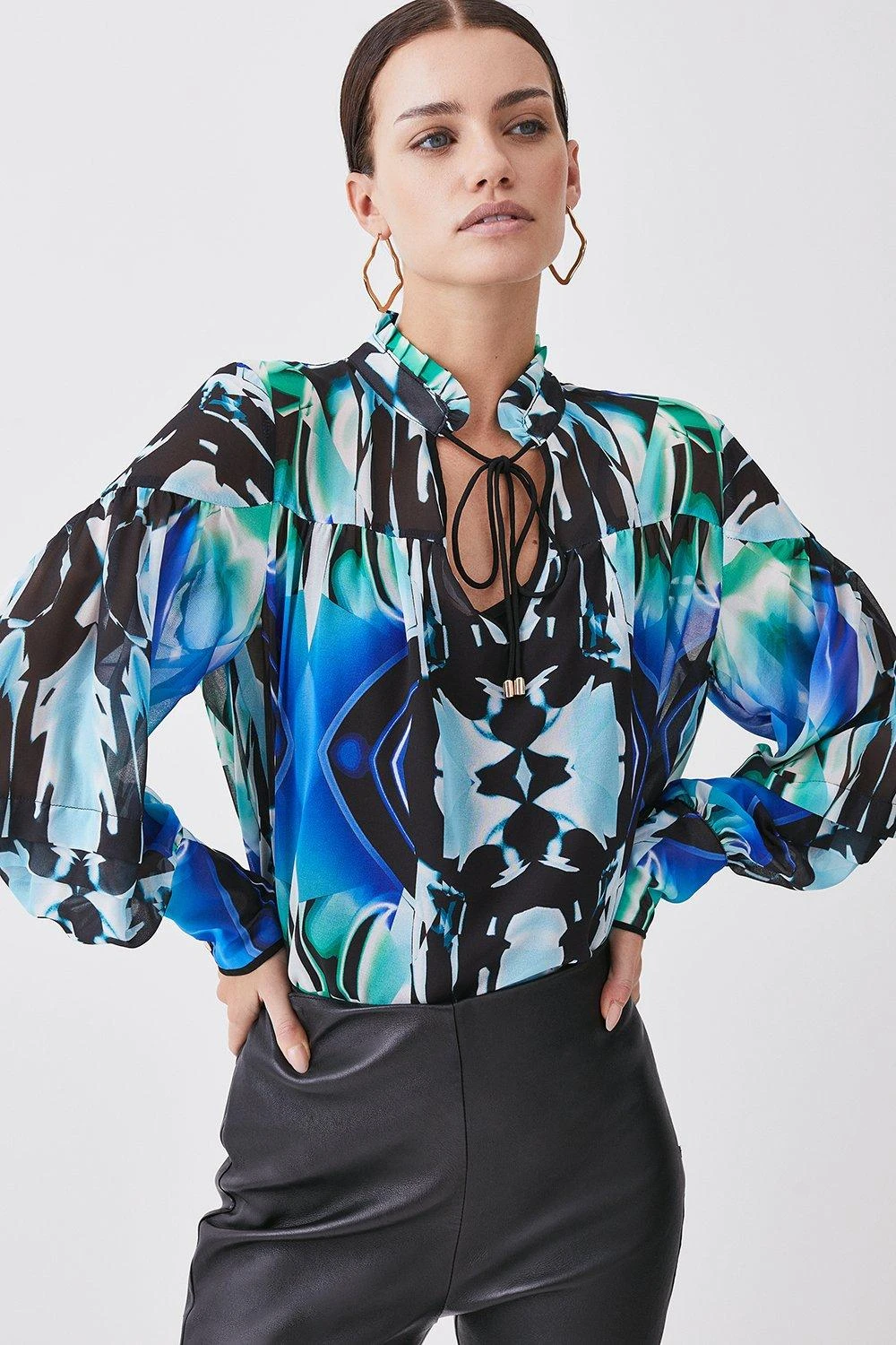 Karen Millen Petite Mirrored Kaleidoscope Woven Blouse 4 Karen Millen Petite Mirrored Kaleidoscope Woven Blouse - Image 2