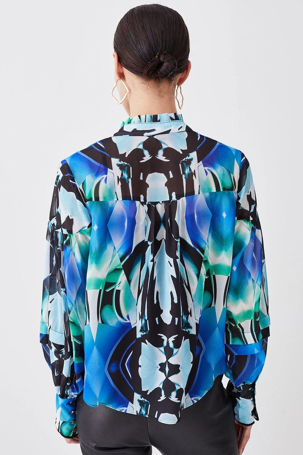 Karen Millen Petite Mirrored Kaleidoscope Woven Blouse 3 Karen Millen Petite Mirrored Kaleidoscope Woven Blouse