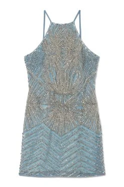 Karen Millen Petite Premium Embellished Mini Dress -Karen Millen shop blue petite premium embellished mini dress 2