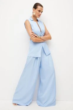 Karen Millen Petite Premium Polished Linen Cut Out Waistcoat