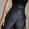 Karen Millen Petite Stretch Metallic Tailored Trousers -Karen Millen shop blue petite stretch metallic tailored trousers