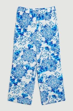 Karen Millen Plus Size Baroque Tile Woven Wide Leg Trouser 10 Karen Millen Plus Size Baroque Tile Woven Wide Leg Trouser -Karen Millen shop blue plus size baroque tile woven wide leg trouser 3