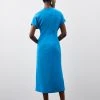 Karen Millen Premium Crepe Twist Waist Detail Cap Sleeve Midi Dress -Karen Millen shop blue premium crepe twist waist detail cap sleeve midi dress