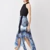 Karen Millen Scarf Printed Hammered Satin Woven Halter Neck Midi Dress -Karen Millen shop blue scarf printed hammered satin woven halter neck midi dress