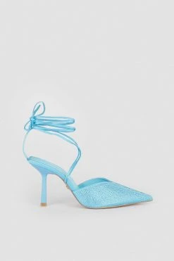 Karen Millen Strappy Heatseal Court Heel -Karen Millen shop blue strappy heatseal court heel 1