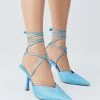 Karen Millen Strappy Heatseal Court Heel -Karen Millen shop blue strappy heatseal court heel