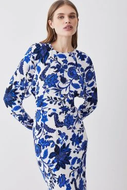 Karen Millen Summer Blues Batwing Midi Dress -Karen Millen shop blue summer blues batwing midi dress 2