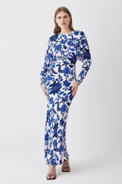 Karen Millen Summer Blues Batwing Midi Dress -Karen Millen shop blue summer blues batwing midi dress 3