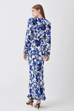 Karen Millen Summer Blues Batwing Midi Dress -Karen Millen shop blue summer blues batwing midi dress 4