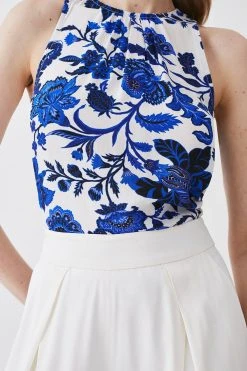 Karen Millen Summer Blues Woven Shell Top 10 Karen Millen Summer Blues Woven Shell Top -Karen Millen shop blue summer blues woven shell top 3