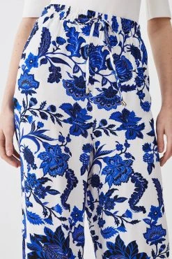 Karen Millen Summer Blues Woven Wide Leg Trouser -Karen Millen shop blue summer blues woven wide leg trouser 3