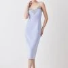 Karen Millen Tall Crystal Embellished Strappy Woven Midi Dress -Karen Millen shop blue tall crystal embellished strappy woven midi dress