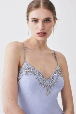 Karen Millen Tall Crystal Embellished Strappy Woven Midi Dress 11 Karen Millen Tall Crystal Embellished Strappy Woven Midi Dress -Karen Millen shop blue tall crystal embellished strappy woven midi dress 4