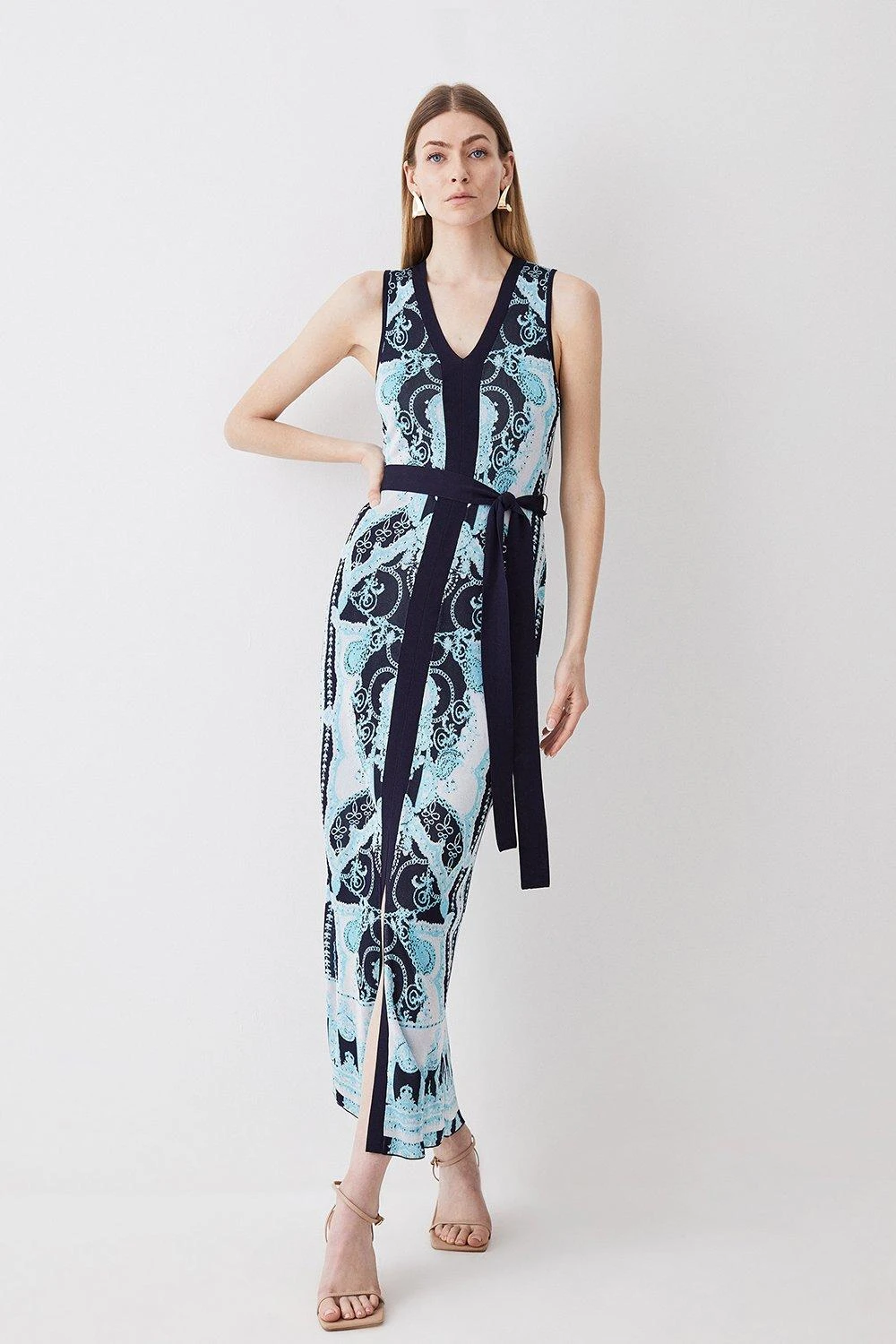 Karen Millen Tall Slinky Jacquard Sleeveless Knitted Maxi Dress 5 Karen Millen Tall Slinky Jacquard Sleeveless Knitted Maxi Dress - Image 3