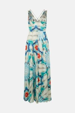 Karen Millen Tie Dye Beaded Embellished Woven Maxi 7 Karen Millen Tie Dye Beaded Embellished Woven Maxi -Karen Millen shop blue tie dye beaded embellished woven maxi 1