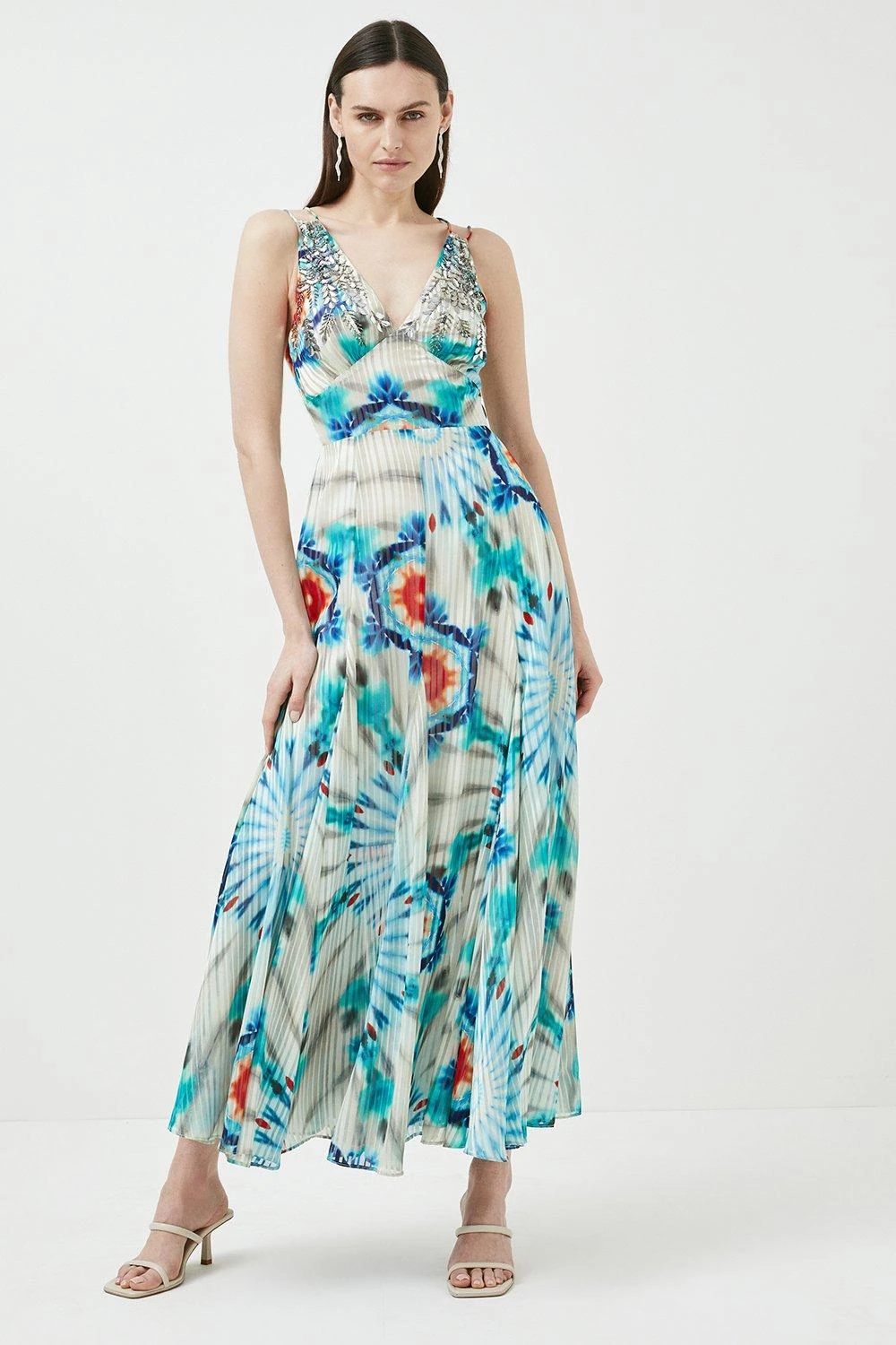 Karen Millen Tie Dye Beaded Embellished Woven Maxi 3 Karen Millen Tie Dye Beaded Embellished Woven Maxi