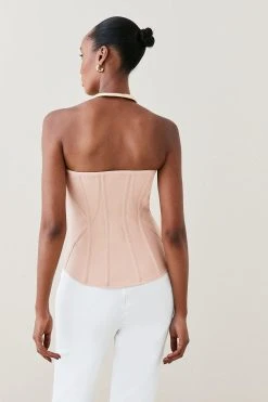 Karen Millen Bandage Corset Mesh Zip Detail Top