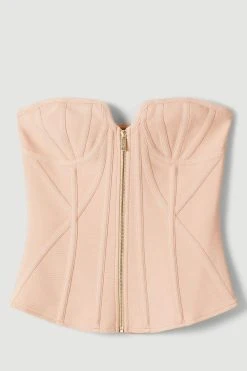 Karen Millen Bandage Corset Mesh Zip Detail Top -Karen Millen shop blush bandage corset mesh zip detail top 3