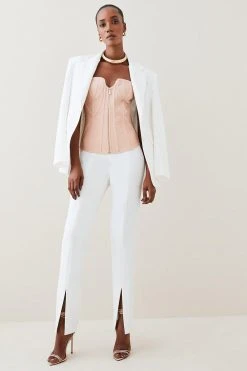 Karen Millen Bandage Corset Mesh Zip Detail Top -Karen Millen shop blush bandage corset mesh zip detail top 4