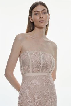 Karen Millen Beaded Embroidered Lace Corseted Mini Dress