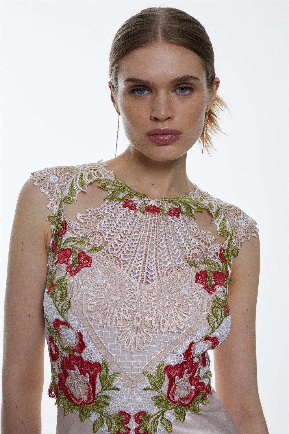 Karen Millen Guipure Lace Satin Maxi Dress 6 Karen Millen Guipure Lace Satin Maxi Dress - Image 4