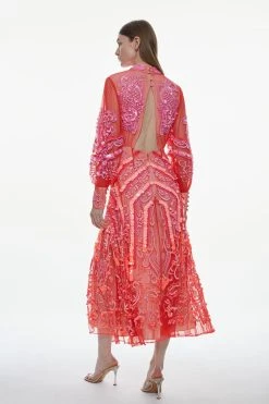 Karen Millen Ombre Sequin And Embroidered Maxi Dress -Karen Millen shop blush ombre sequin and embroidered maxi dress 1 1