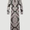Karen Millen Petite Abstract Jacquard Knitted Maxi Column Dress -Karen Millen shop blush petite abstract jacquard knitted maxi column dress