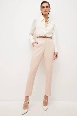 Karen Millen Relaxed Tailored Belted Slim Leg Trouser -Karen Millen shop blush relaxed tailored belted slim leg trouser 2