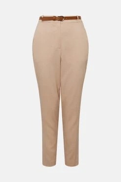 Karen Millen Relaxed Tailored Belted Slim Leg Trouser -Karen Millen shop blush relaxed tailored belted slim leg trouser 3