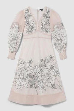 Karen Millen Tall Applique Organdie Woven Maxi Dress