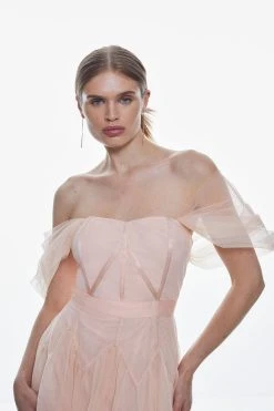 Karen Millen Tulle Corseted Midi Dress