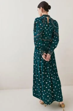 Karen Millen Petite Embroidered Cornelli Tape Woven Dress 11 Karen Millen Petite Embroidered Cornelli Tape Woven Dress -Karen Millen shop bottle green petite embroidered cornelli tape woven dress 4