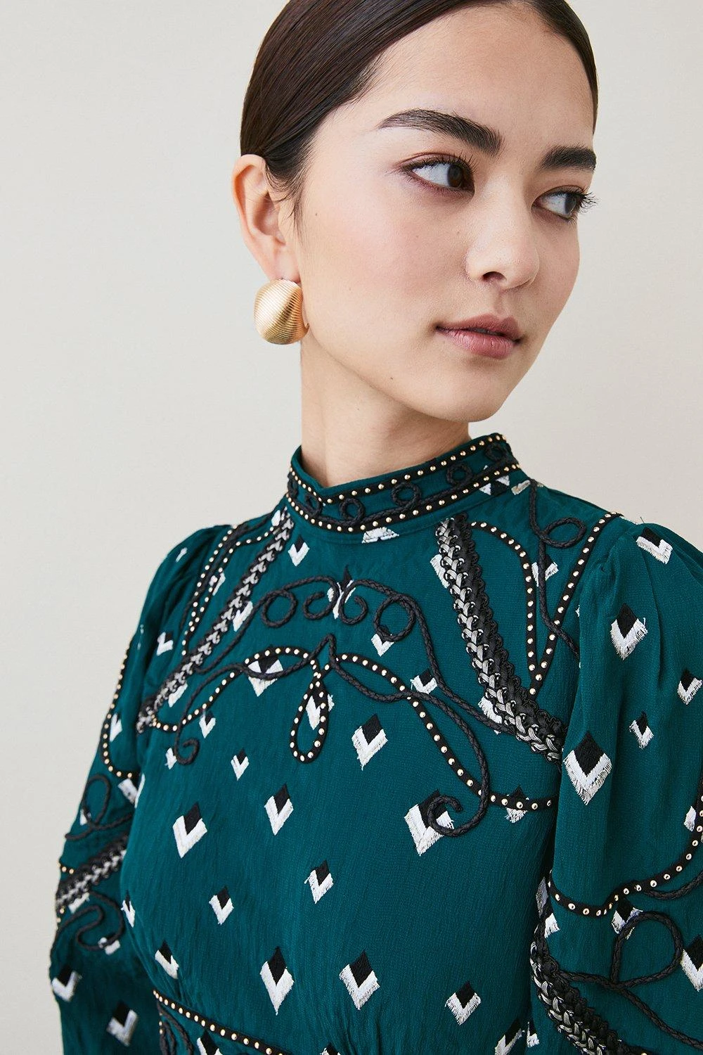 Karen Millen Petite Embroidered Cornelli Tape Woven Dress 3 Karen Millen Petite Embroidered Cornelli Tape Woven Dress