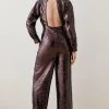 Karen Millen Fringed Sequinned V Neck Jumpsuit