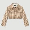 Karen Millen Check Tweed Cropped Jacket -Karen Millen shop brown check tweed cropped jacket