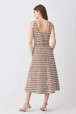 Karen Millen Check Tweed Full Skirt Midi Dress