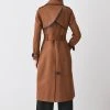 Karen Millen Cotton Pu Trim Belted Trench Coat