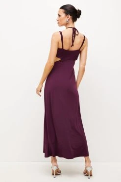 Karen Millen Petite Strap Detail Jersey Crepe Maxi Dress 7 Karen Millen Petite Strap Detail Jersey Crepe Maxi Dress -Karen Millen shop burgundy petite strap detail jersey crepe maxi dress 1