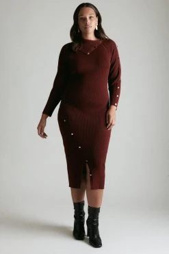 Karen Millen Plus Size Envelope Neck Dress -Karen Millen shop burgundy plus size envelope neck dress 1
