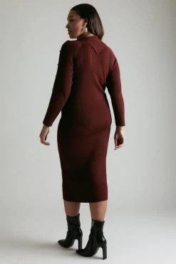 Karen Millen Plus Size Envelope Neck Dress -Karen Millen shop burgundy plus size envelope neck dress 3